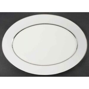 Oxford Bone China Lexington Lenox Oval Serving Platter 16" White Platinum Trim